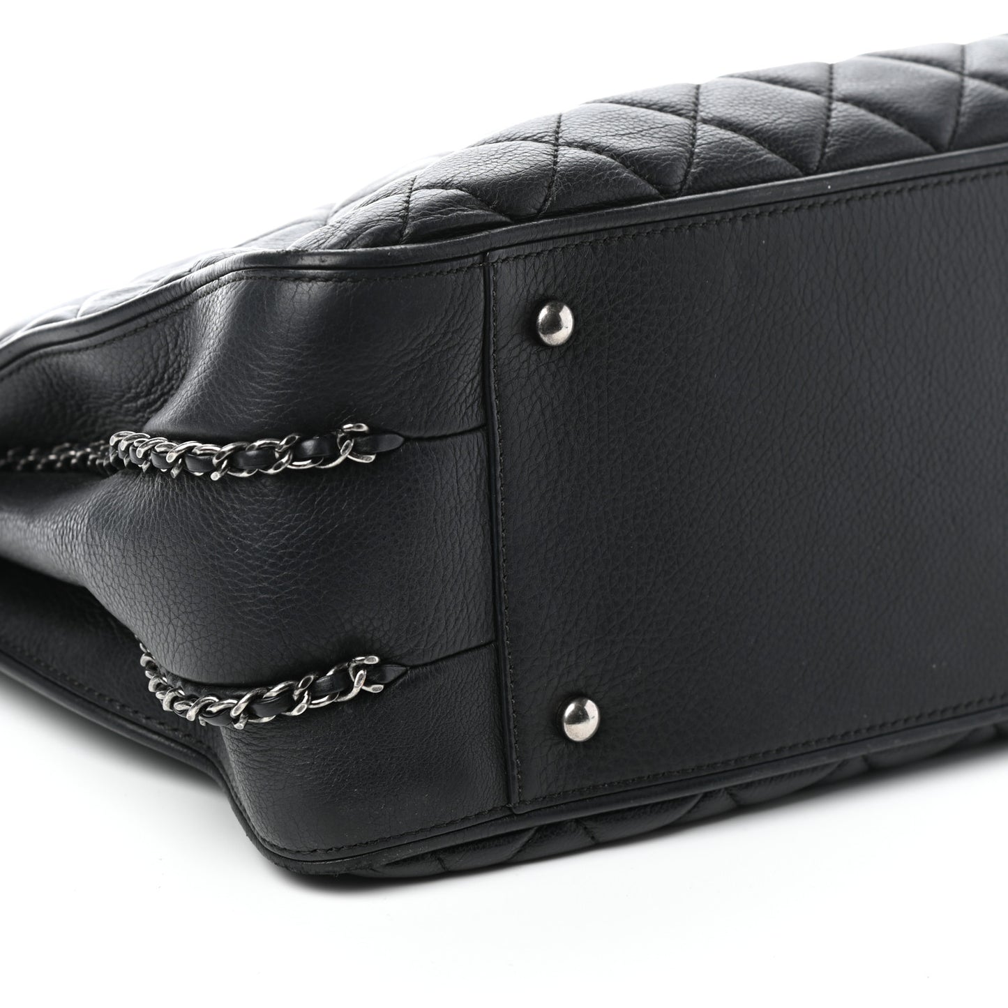 Calfskin Quilted Frame In Chain Tote Black