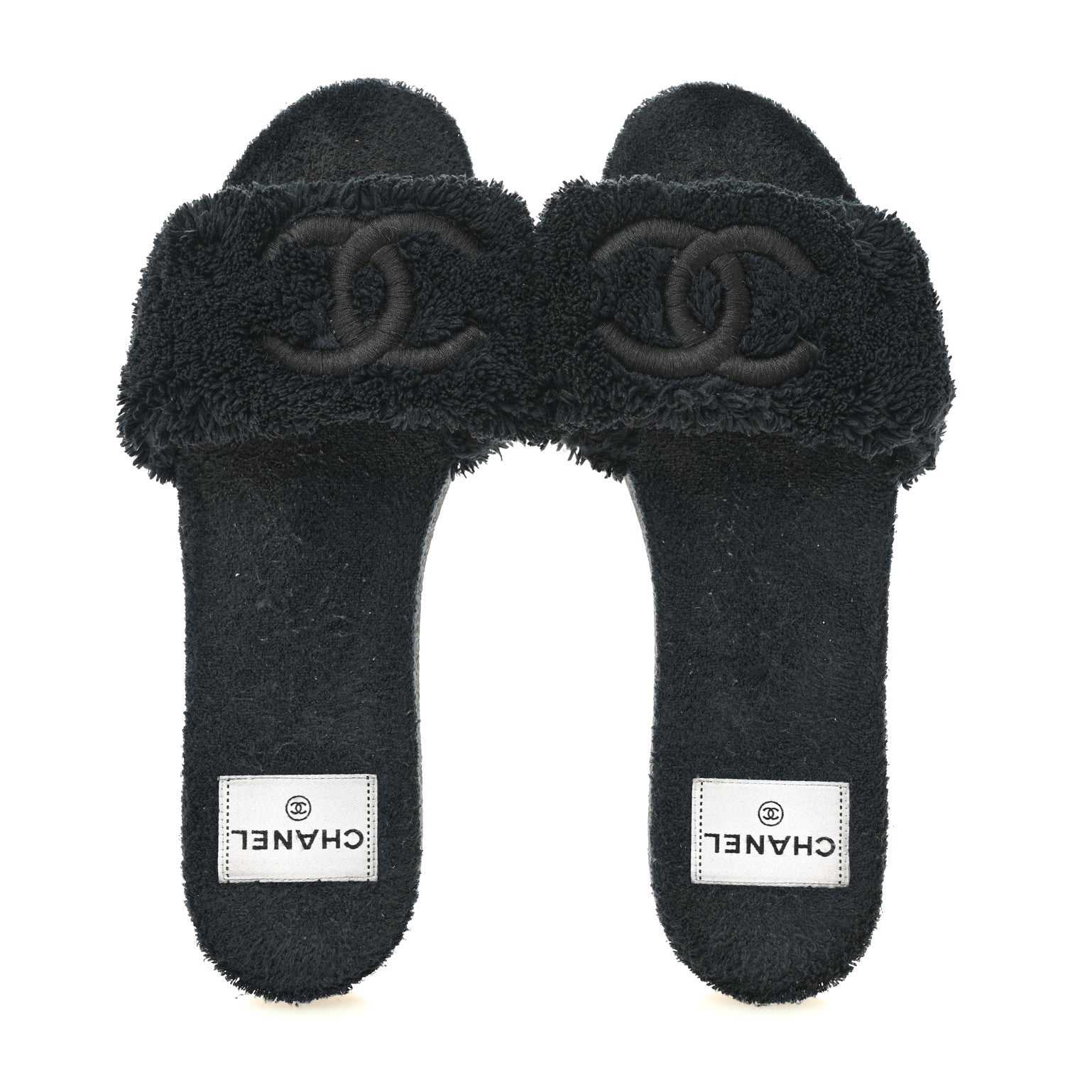 Chanel Terry CC Flat Mules Sandals 40 Black 2 of 11