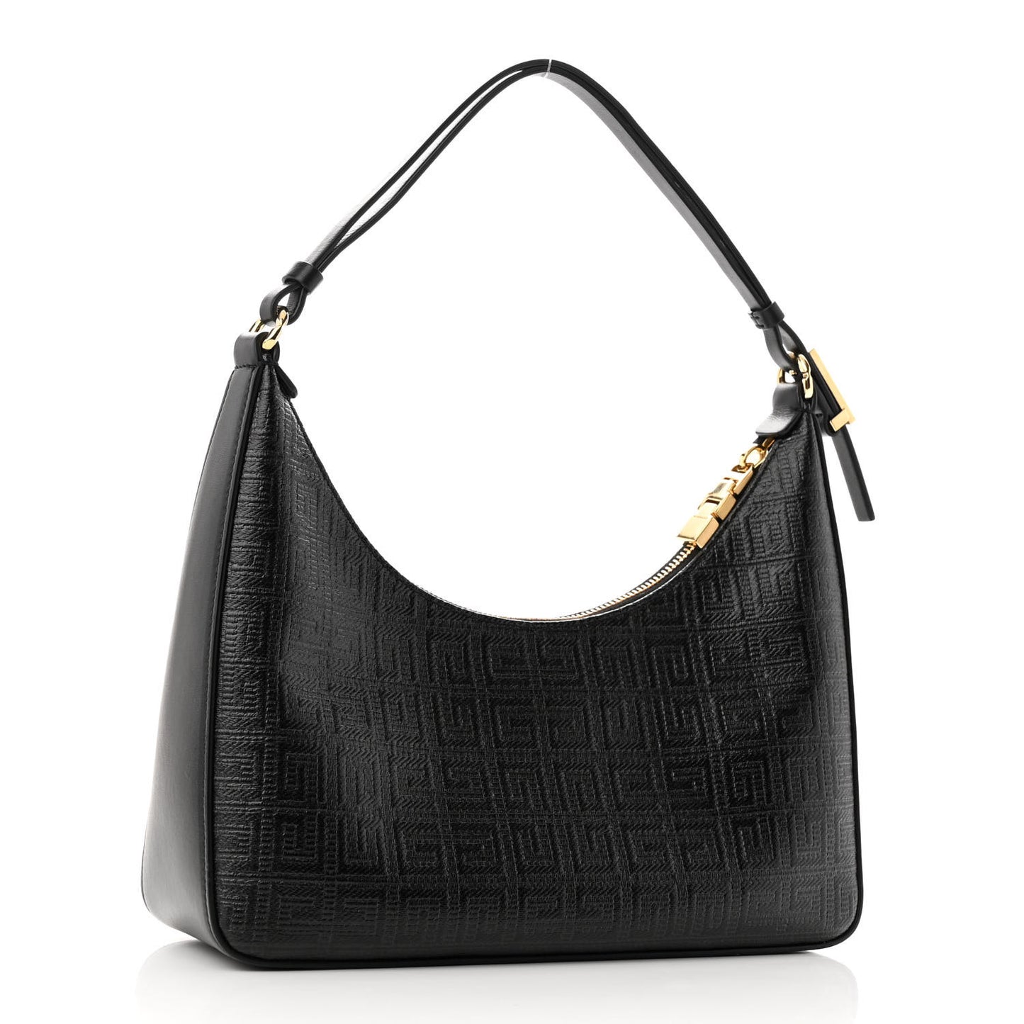 Coated Canvas Logo 4G Embossed Small Moon Cut Out Shoulder Bag Black