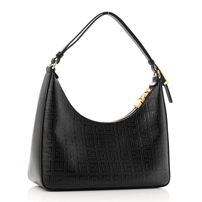 Givenchy Coated Canvas Logo 4G Embossed Small Moon Cut Out Shoulder Bag Black 3 of 9