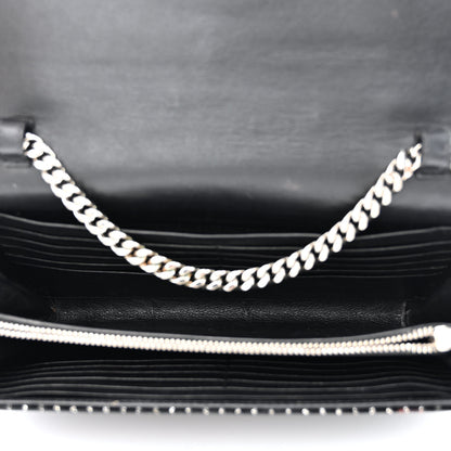 Saint Laurent Velvet Crystal Monogram Chain Wallet Black 5 of 14
