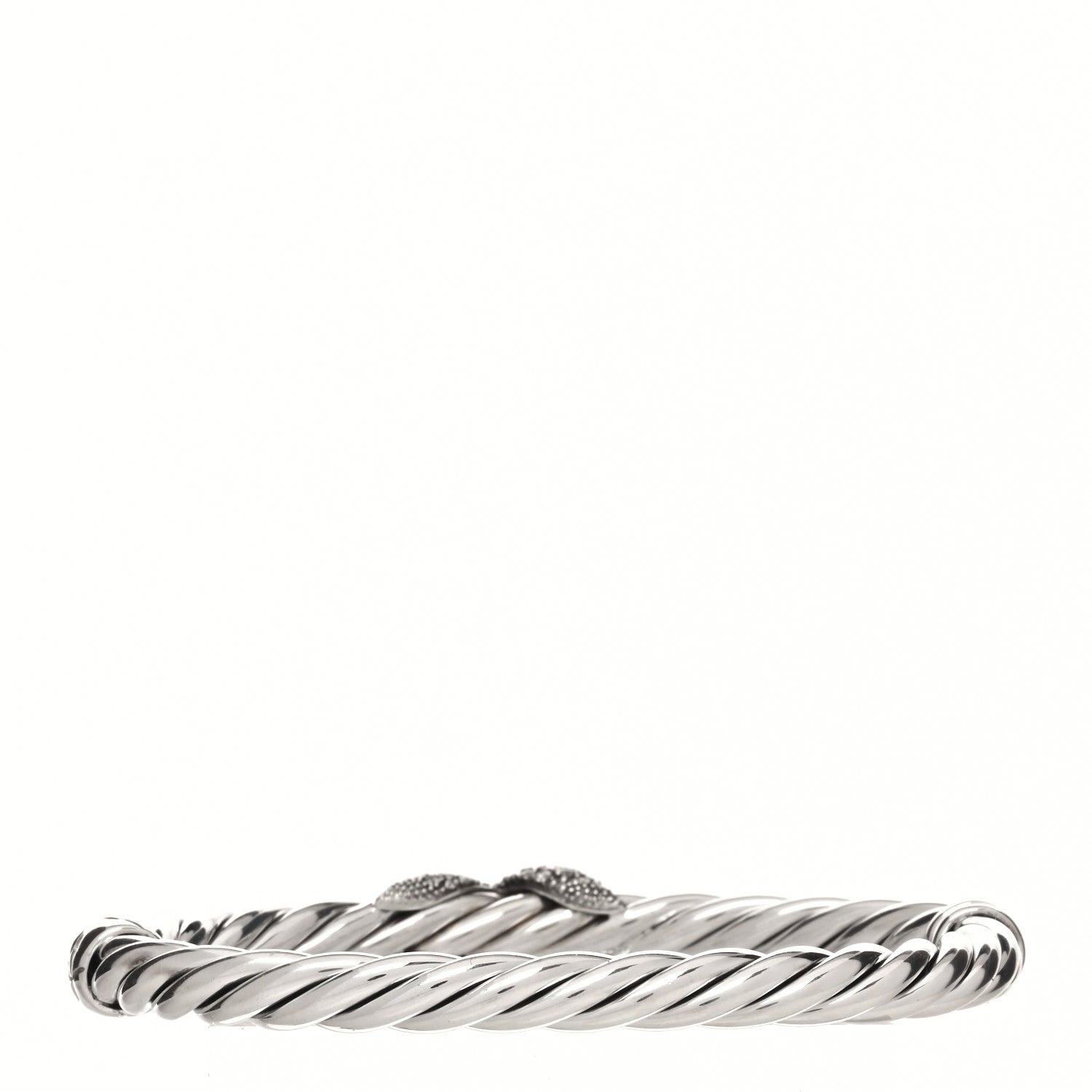 David Yurman Sterling Silver Diamond 6mm X Cable Pave Bangle Bracelet 2 of 4