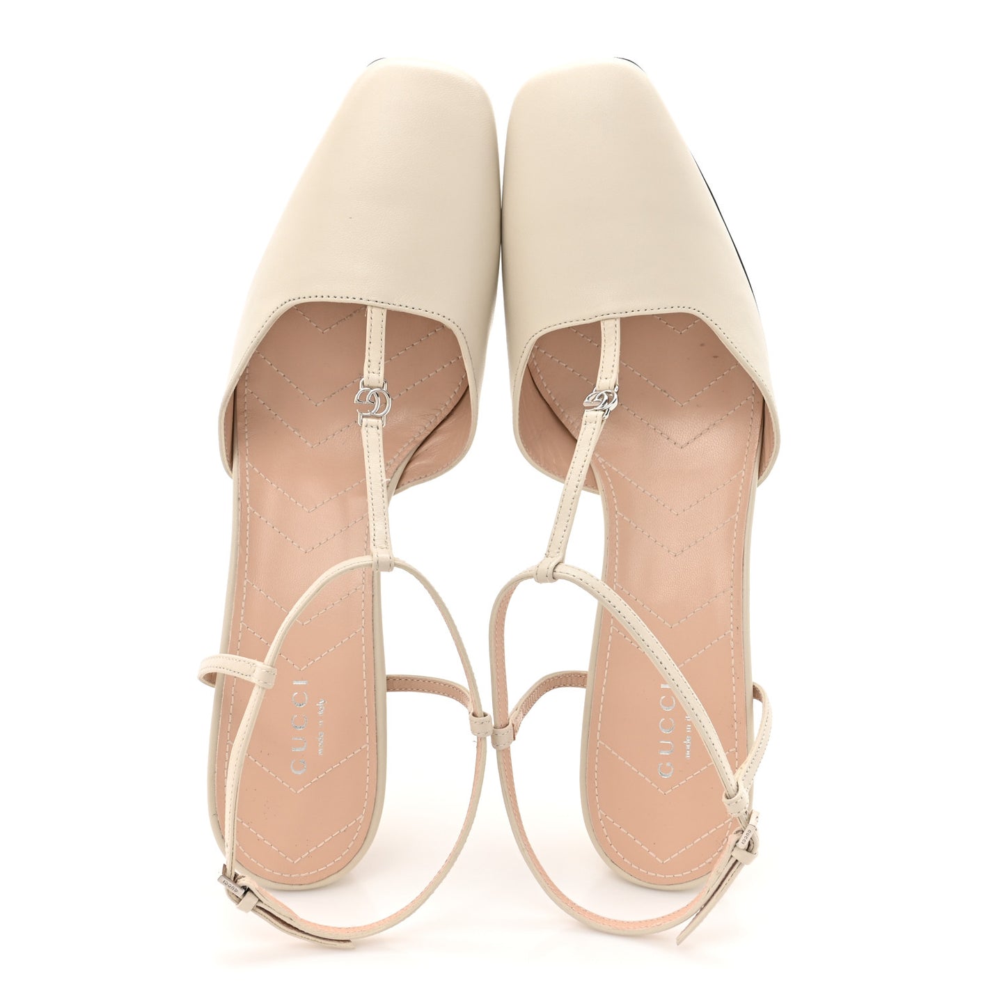 Nappa Charlotte Petite GG 55mm Slingback Pumps 41 New Mystic White