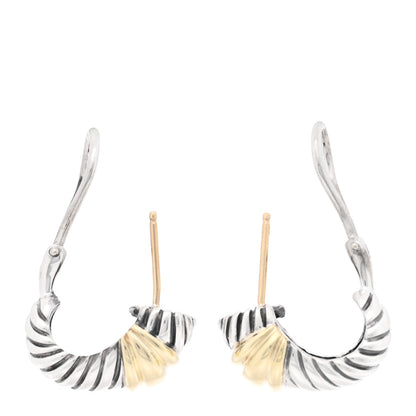 David Yurman Sterling Silver 14K Yellow Gold Thoroughbred Shrimp Earrings 3 of 5