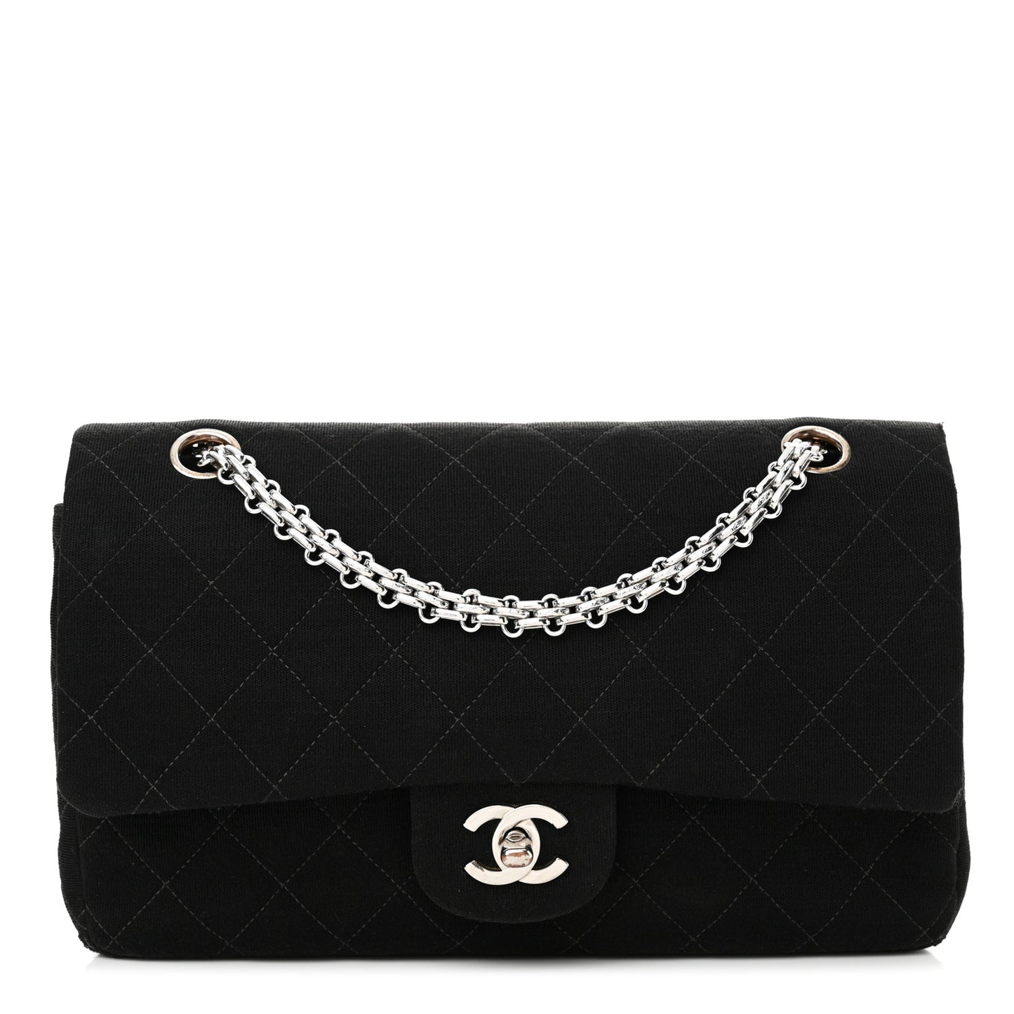 Jersey Quilted Medium Double Flap Black