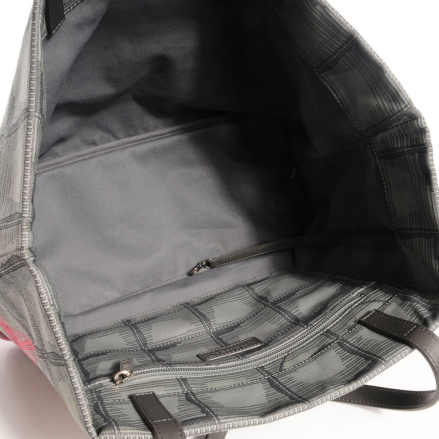 Nylon Travel Shopping Tote Pink Grey