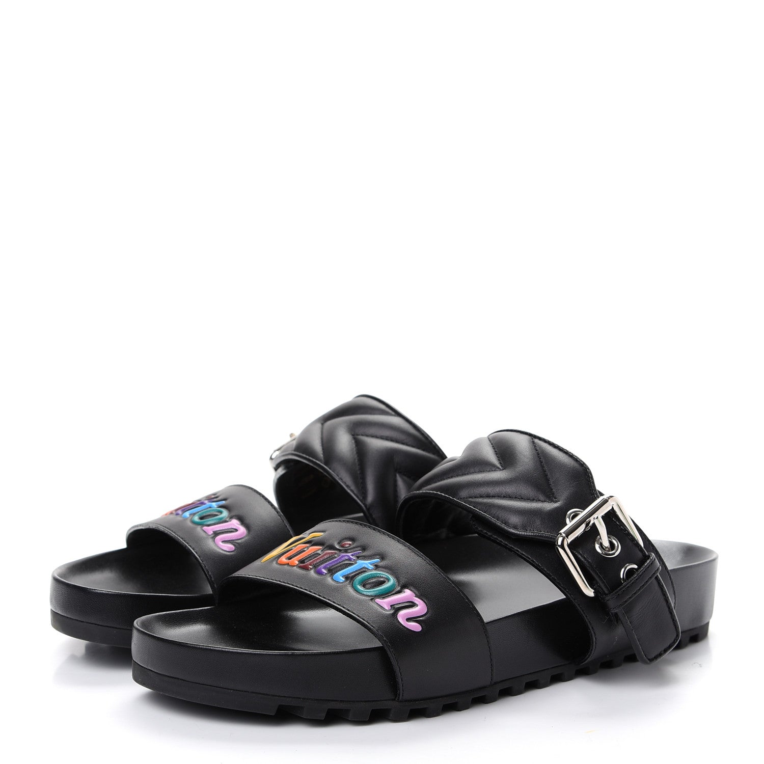 Louis Vuitton Calfskin New Wave Bom Dia Mule Sandals Black 38 3 of 10
