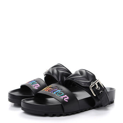 Louis Vuitton Calfskin New Wave Bom Dia Mule Sandals Black 38 3 of 10