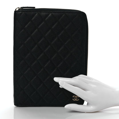 Chanel Caviar Quilted Zip Around Notebook Agenda Cover Black 2 of 7
