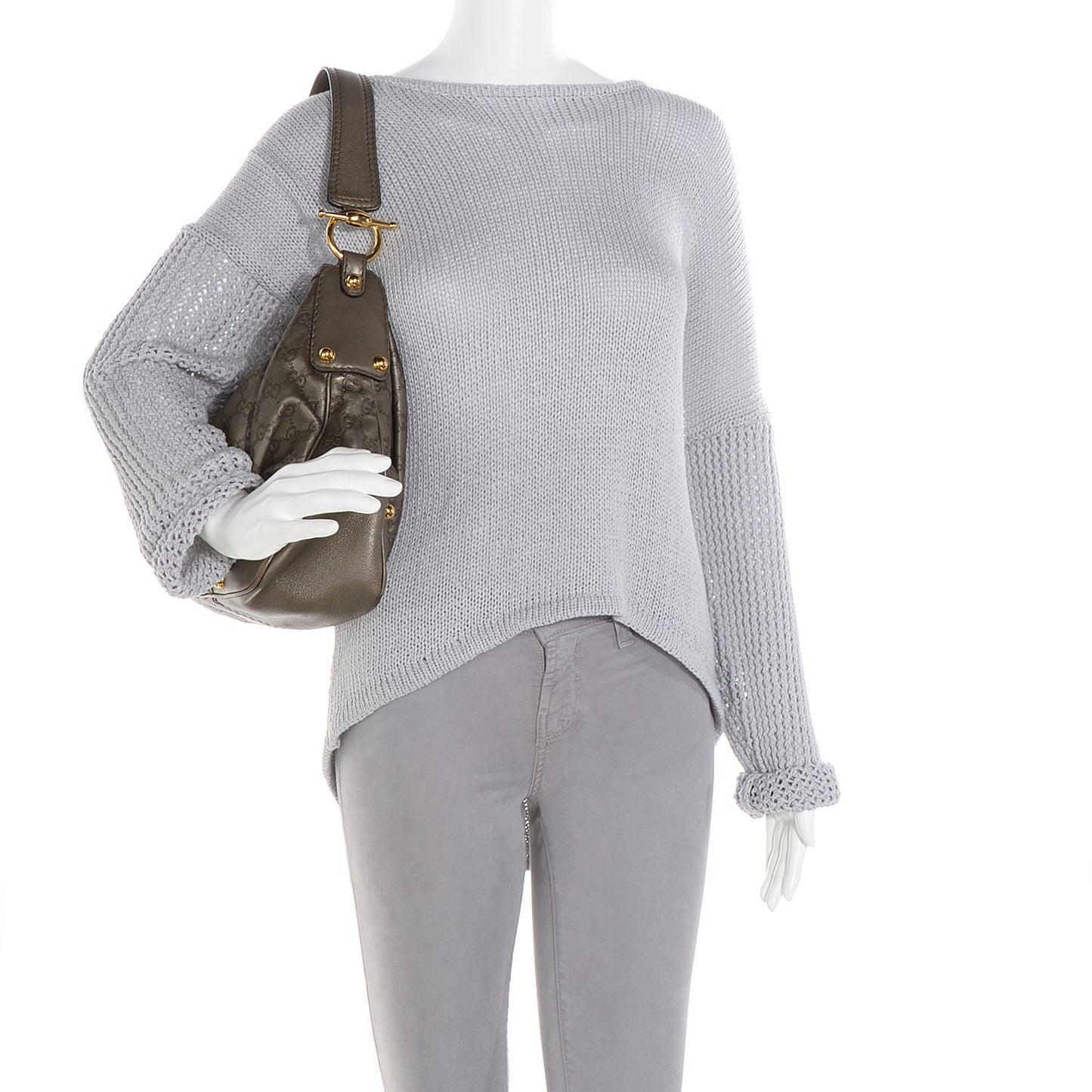 Guccissima Medium Jockey Hobo Metallic Pewter