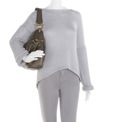 Gucci Guccissima Medium Jockey Hobo Metallic Pewter 2 of 10