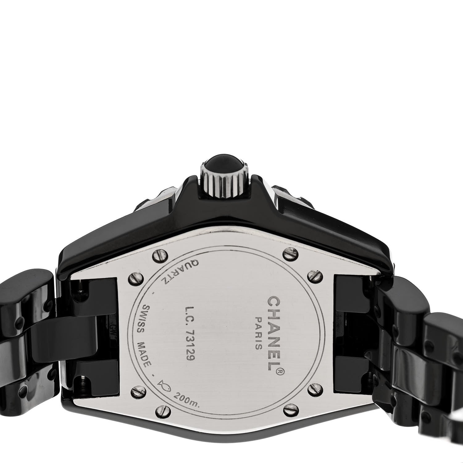 Chanel Stainless Steel Ceramic Diamond 33mm J12 Quartz Watch Black 4 of 5