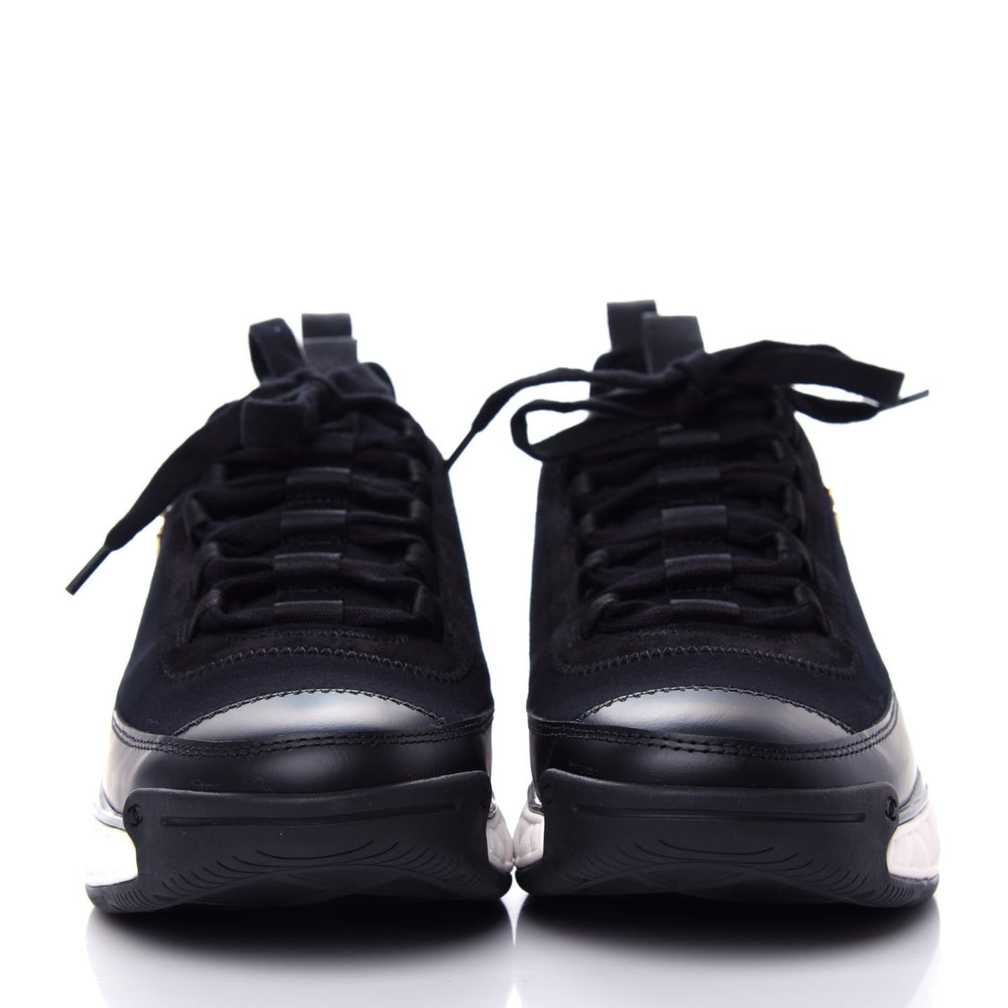 Velvet Calfskin Mixed Fibers CC Sneakers 37.5 Black