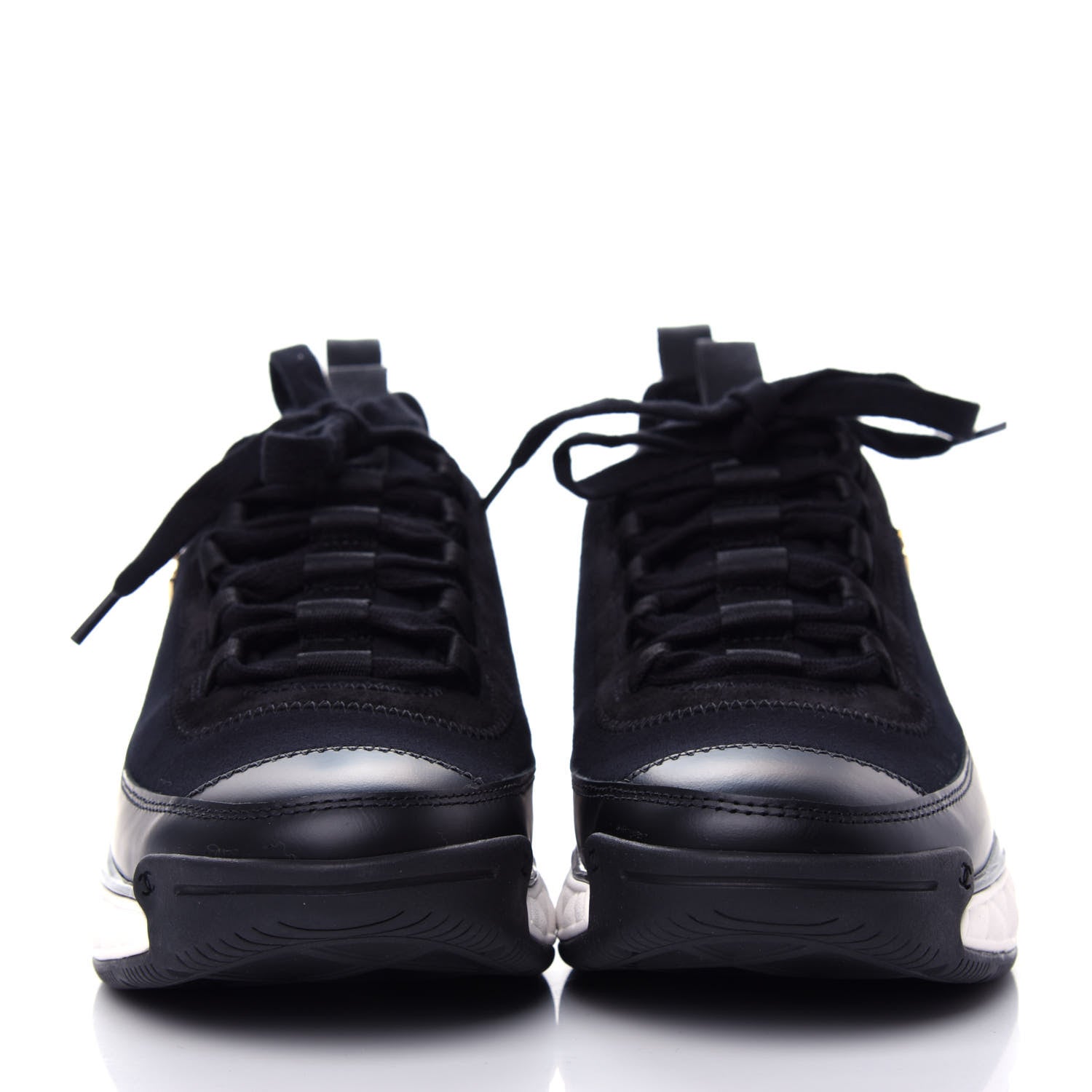 Chanel Velvet Calfskin Mixed Fibers CC Sneakers 37.5 Black 2 of 11