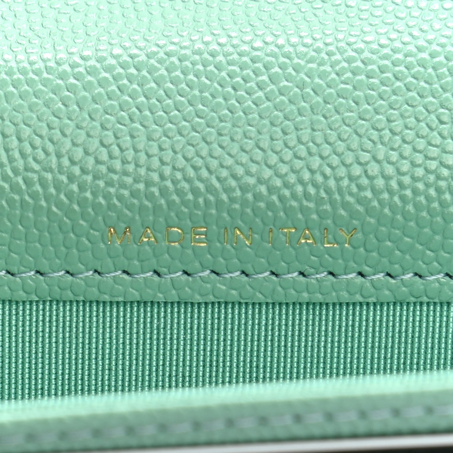 Caviar Quilted Flap Card Holder Wallet Light Green