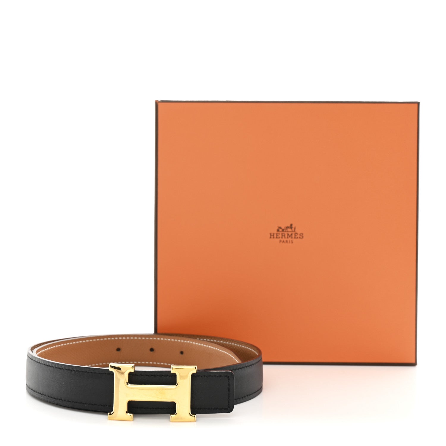 Hermes Swift Epsom 24mm Mini H Belt 70 28 Black Gold 1810330