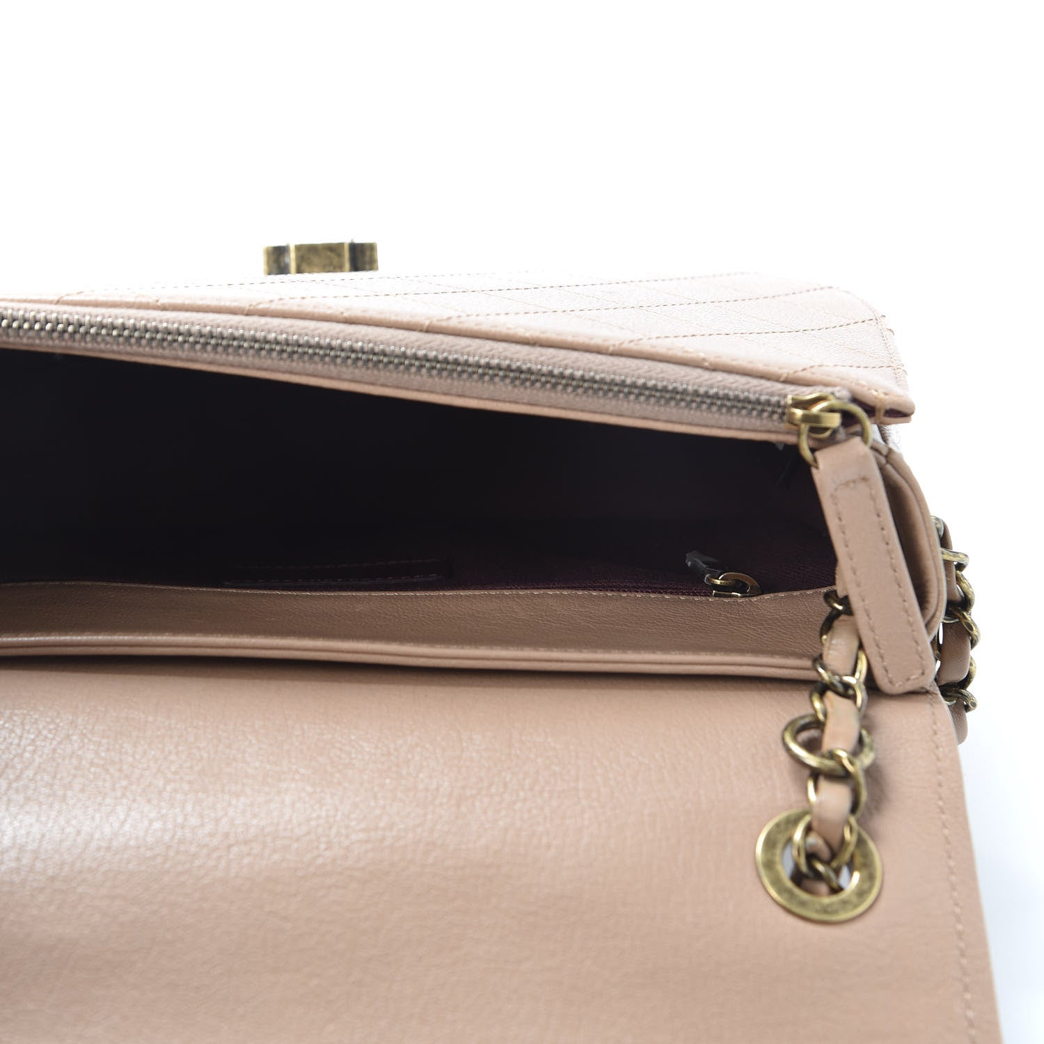 Chanel Shiny Calfskin Goatskin Quilted Medium Coco Curve Messenger Flap Beige 4 of 14