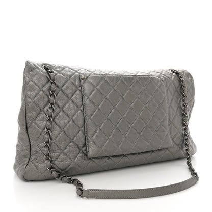 Chanel Metallic Metallized Calfskin Quilted XXL Travel Flap Bag Dark Silver 3 of 12
