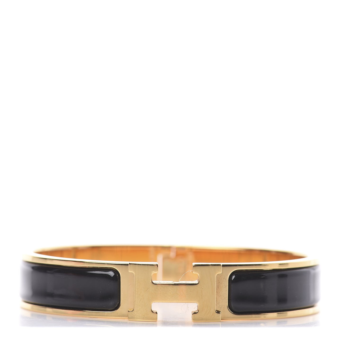 Enamel Narrow Clic Clac H Bracelet GM Black