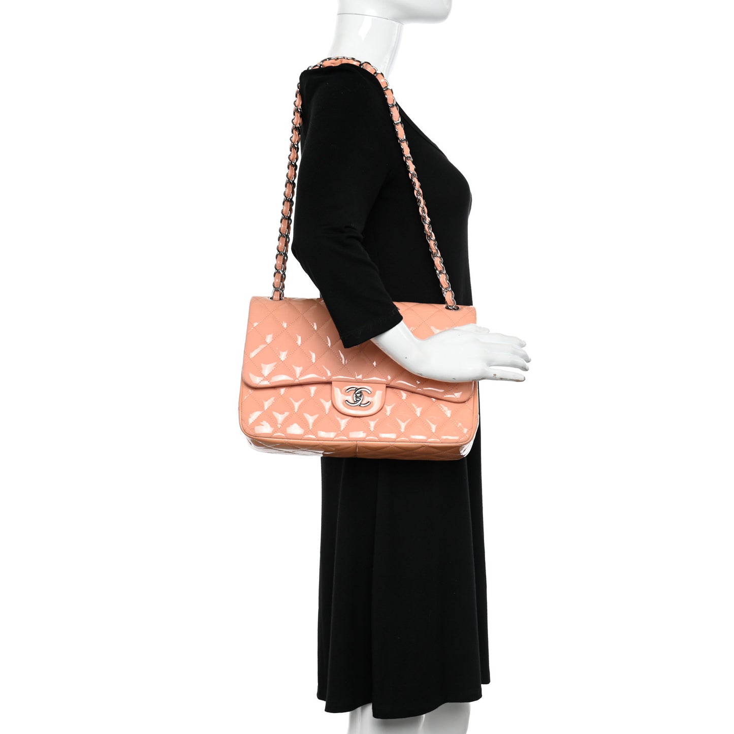 Patent Quilted Jumbo Double Flap Coral