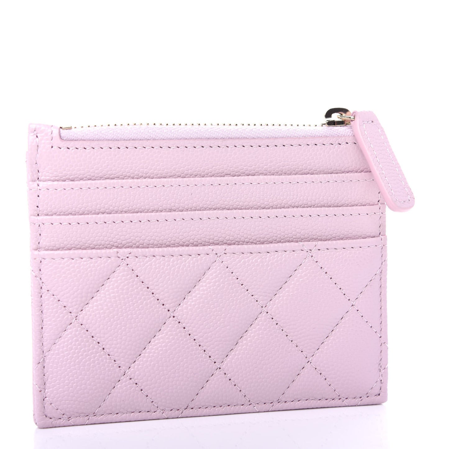 Caviar Quilted CC Zip Card Holder Light Pink