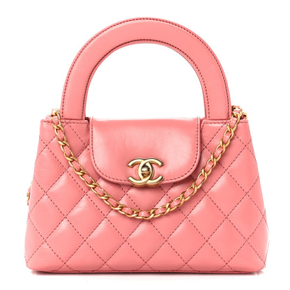 Chanel Shiny Aged Calfskin Quilted Nano Kelly Shopper Coral Pink 1 of 11