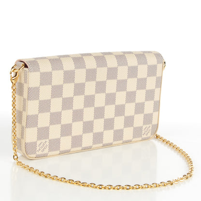 Louis Vuitton Damier Azur Pochette Felicie Chain Wallet Rose Ballerine 3 of 8