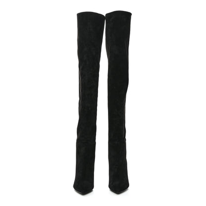 Saint Laurent Cashmere Suede Era 85 Over The Knee Boots 36.5 Black 2 of 7