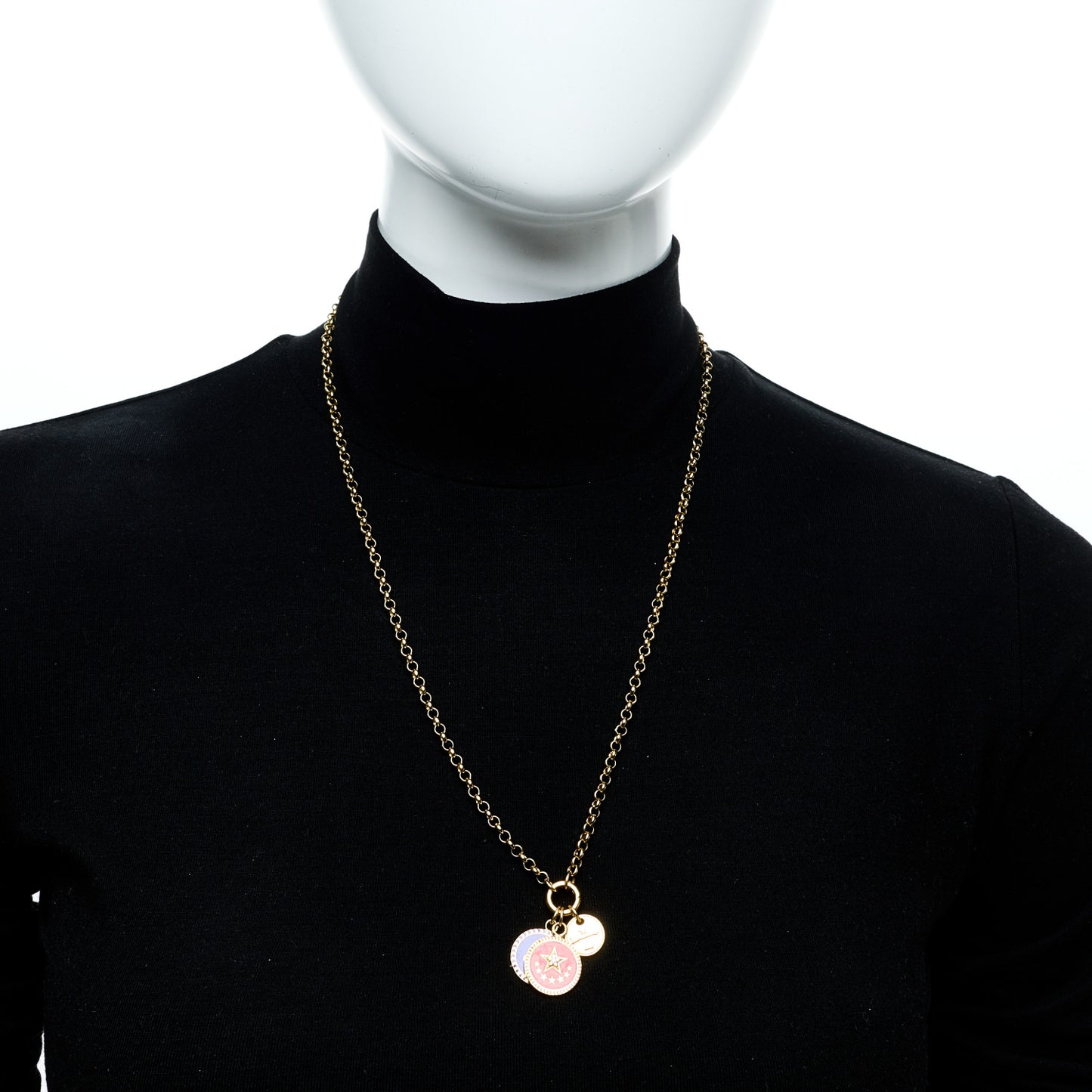 18K Yellow Gold Diamond Enamel Strength Karma Dream Belcher Open Chain Mini Chubby Annex Link Necklace