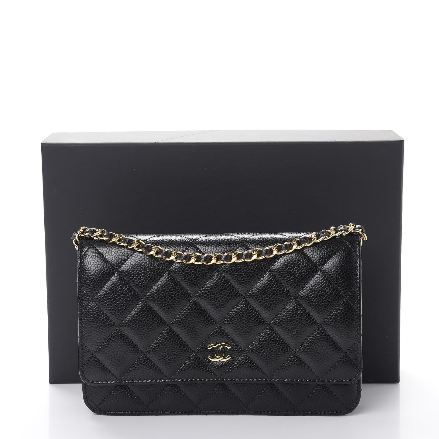 Caviar Quilted Wallet On Chain WOC Black