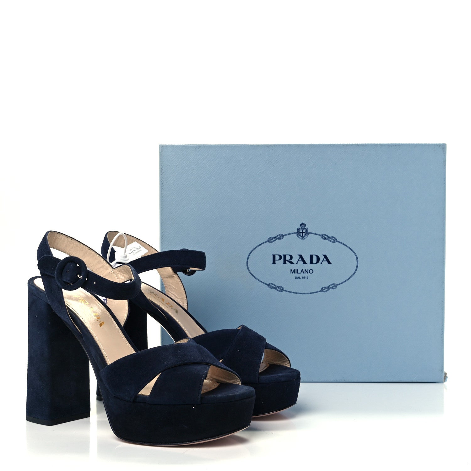 Prada Suede Platform Sandals 37 Navy 10 of 10