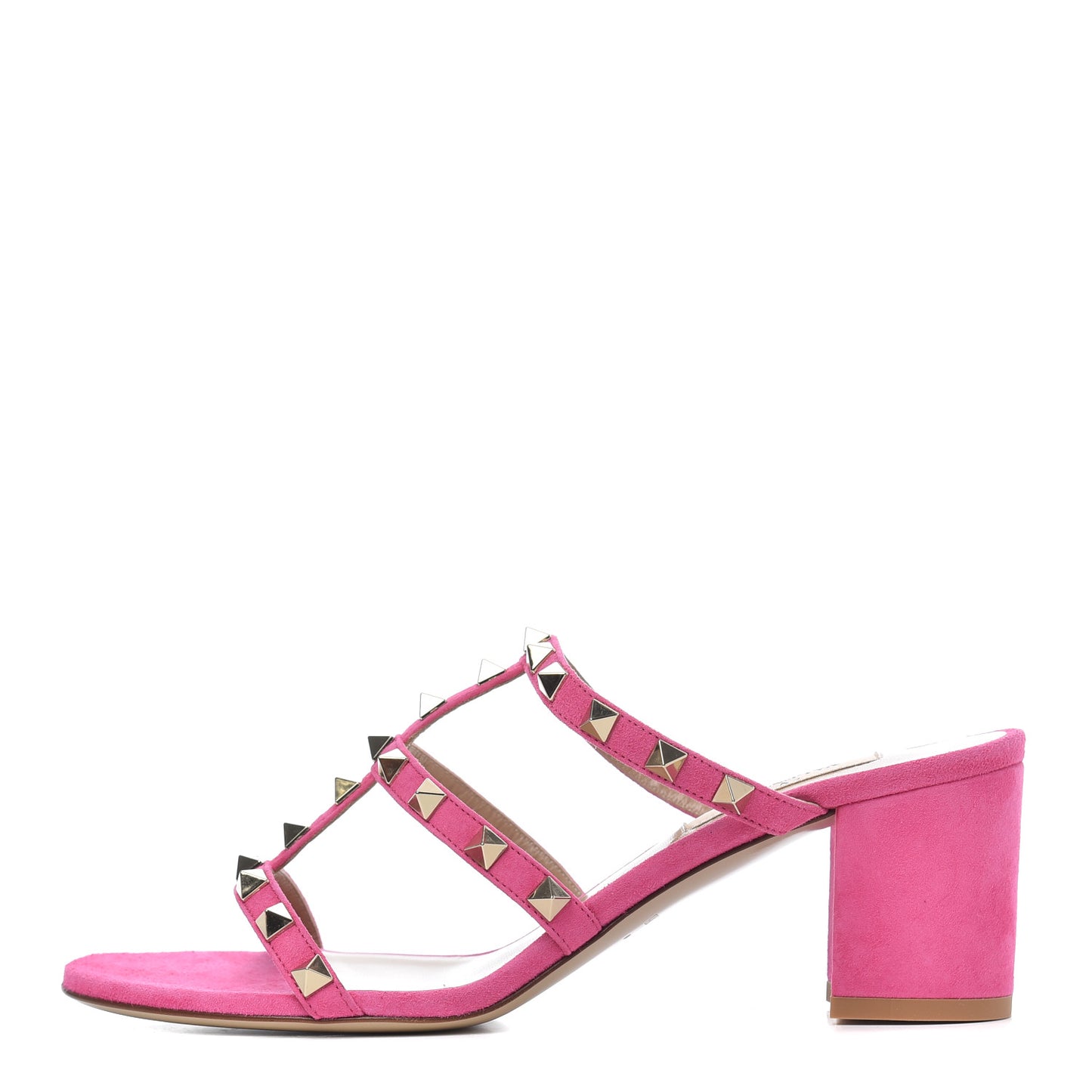 Suede Rockstud 60mm Caged Slide Sandals 37.5 Pink Orchid