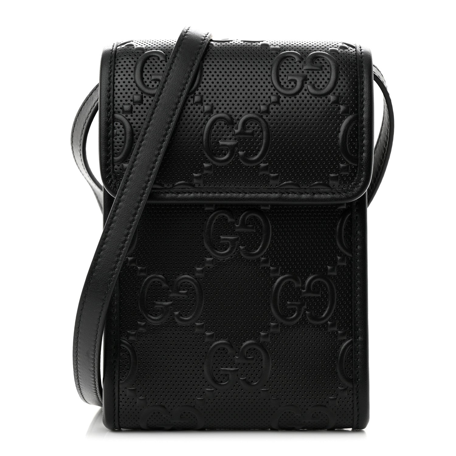 Gucci Calfskin GG Tennis Embossed Mini Crossbody Bag Black 1 of 9
