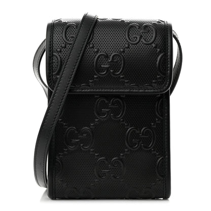 Gucci Calfskin GG Tennis Embossed Mini Crossbody Bag Black 1 of 9