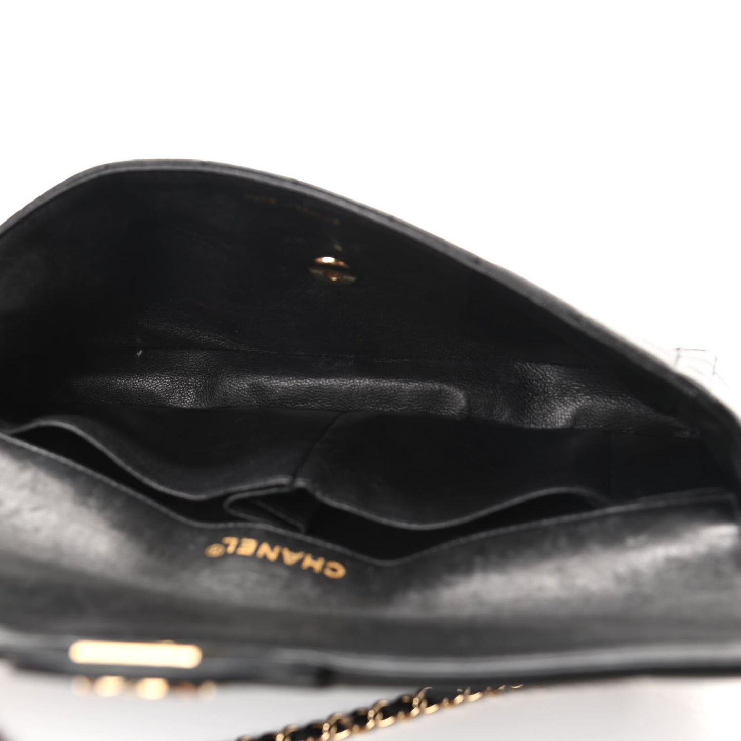Lambskin East West Chocolate Bar Flap Black