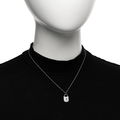 Tiffany Platinum Diamond Small Lock Pendant Necklace 2 of 4