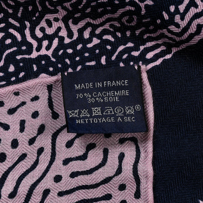 Hermes Silk Cashmere Clair De Lune Shawl 140 Marine Vieux Rose 2 of 3