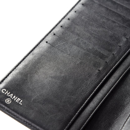 Chanel Lambskin Camellia Embossed Yen Wallet Black 7 of 10