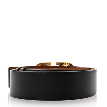 Valentino Garavani Glossy Calfskin VLogo Reversible 30mm Belt 85 34 Saddle Brown Black 2 of 6