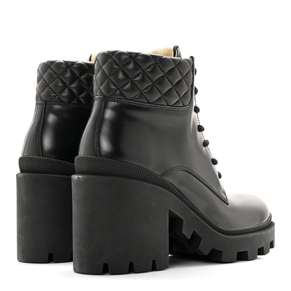 Gucci Magnum Calfskin Nappa Quilted Lace Up Ankle Boots 38.5 Black 4 of 15