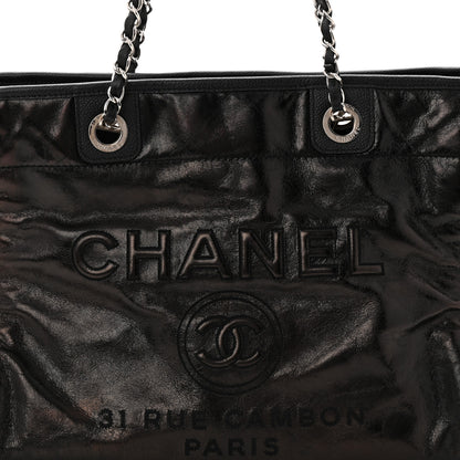 Chanel Glazed Calfskin Small Deauville Tote Black 7 of 9