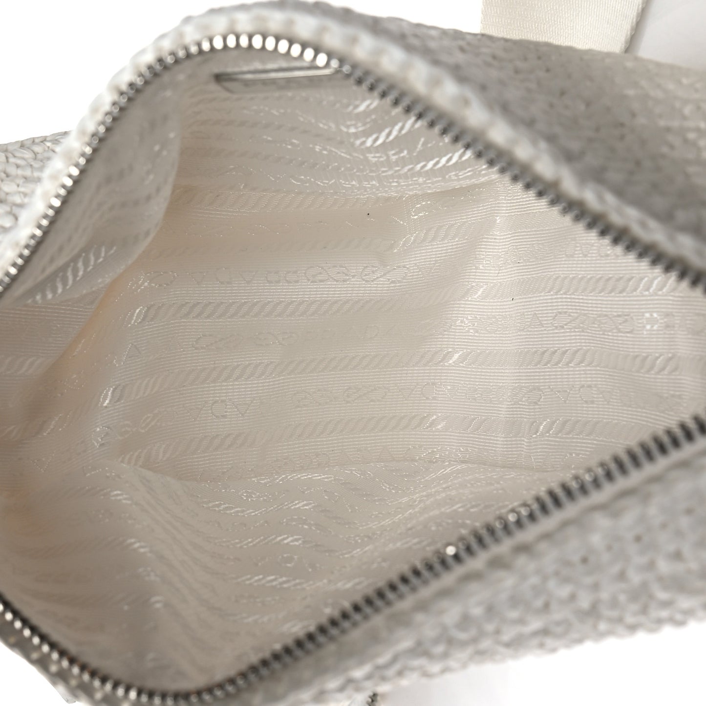 Yarn Raffia Effect Crochet Triangle Shoulder Bag White