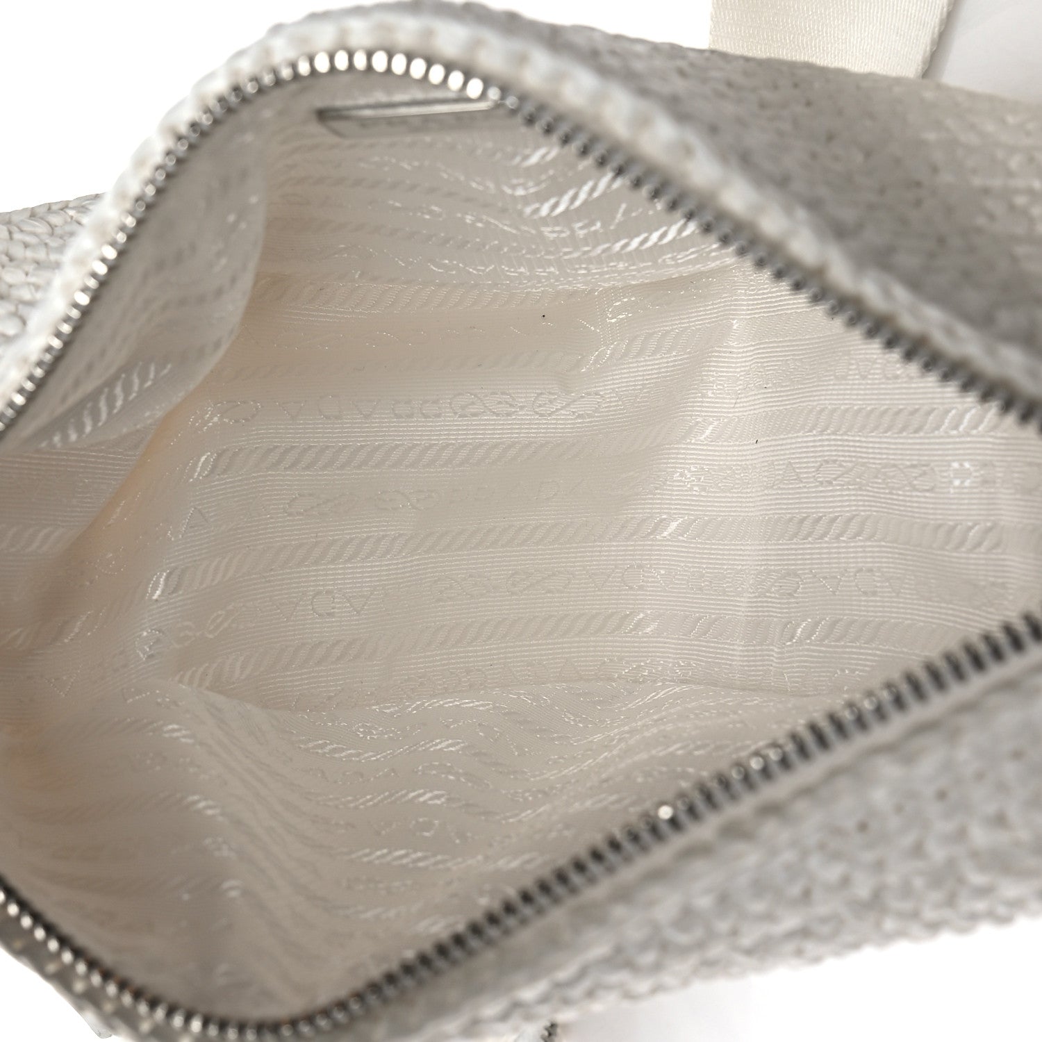 Prada Yarn Raffia Effect Crochet Triangle Shoulder Bag White 4 of 8