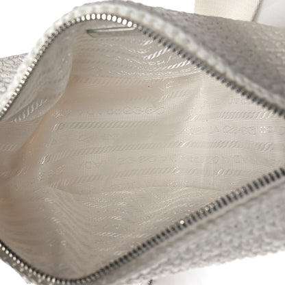 Prada Yarn Raffia Effect Crochet Triangle Shoulder Bag White 4 of 8