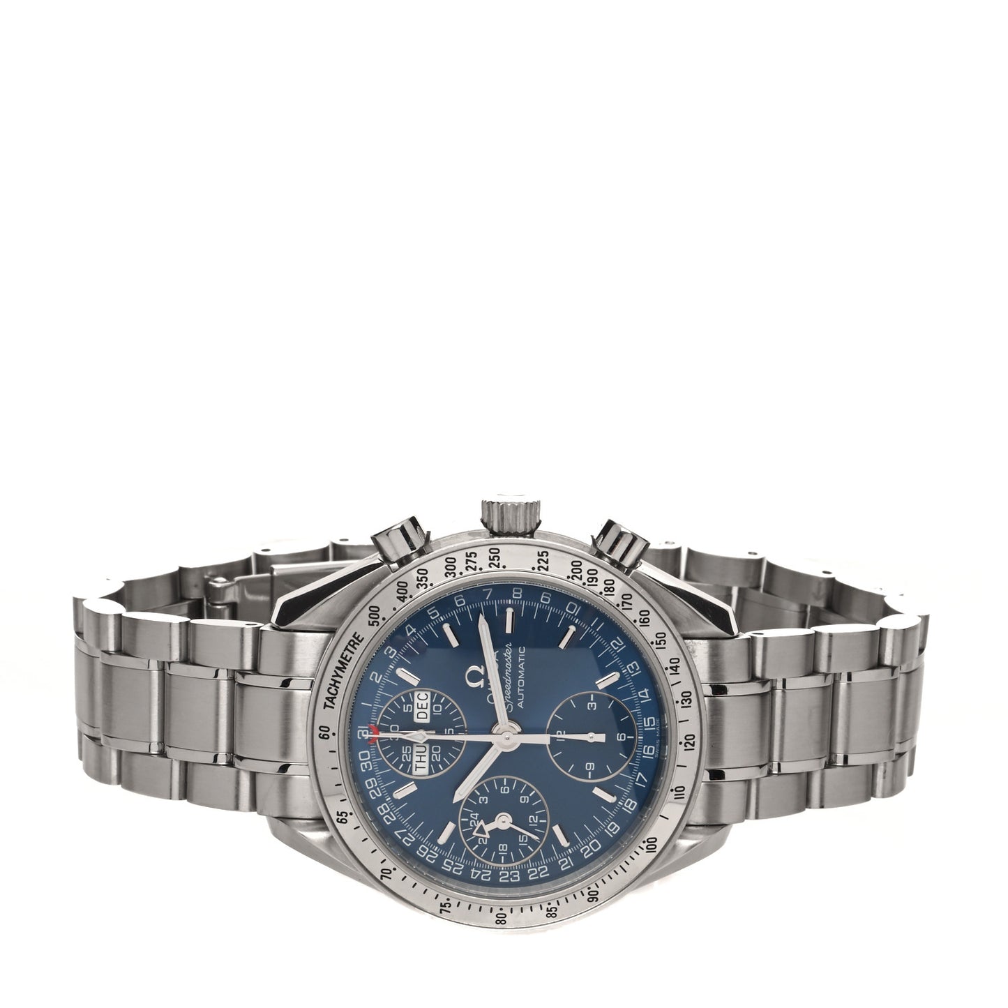 Stainless Steel 39mm Speedmaster Triple Calendar Chronograph Automatic Watch Blue 3523.80