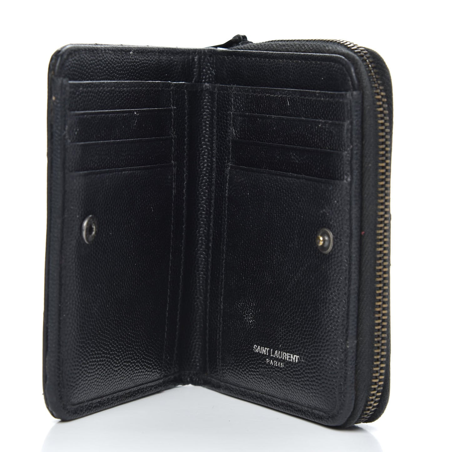 Grain De Poudre Matelasse Chevron Monogram Compact Zip Around Wallet Black