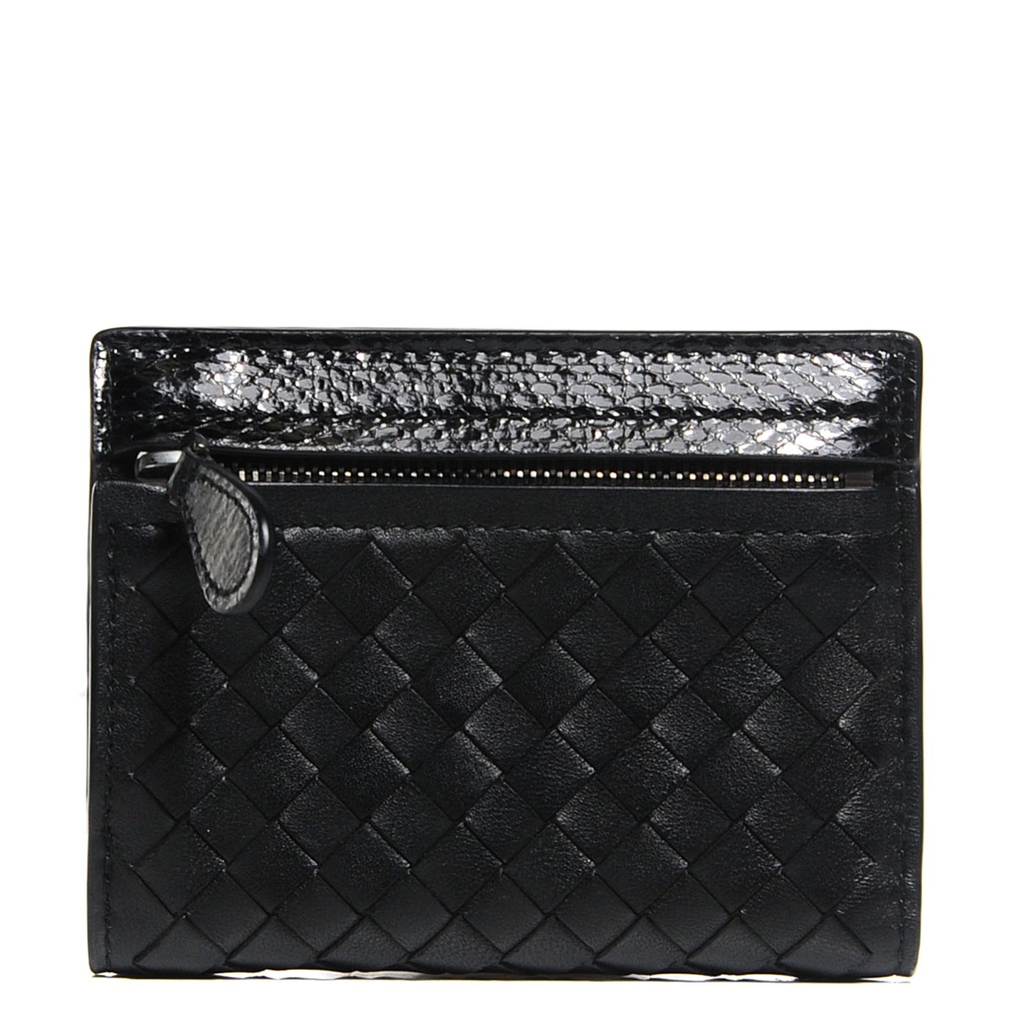 Nappa Intrecciato Ayers Trim Bi-Fold Wallet Nero Black