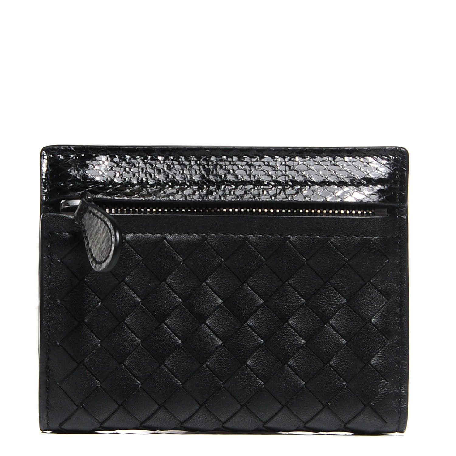 Bottega Veneta Nappa Intrecciato Ayers Trim Bi-Fold Wallet Nero Black 1 of 9