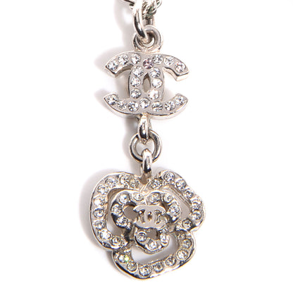Chanel Crystal CC Camellia Necklace Silver 3 of 6