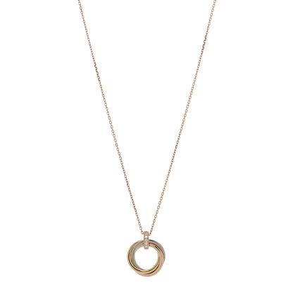 Cartier 18K Pink White Yellow Gold Diamond Trinity Pendant Necklace 1 of 4